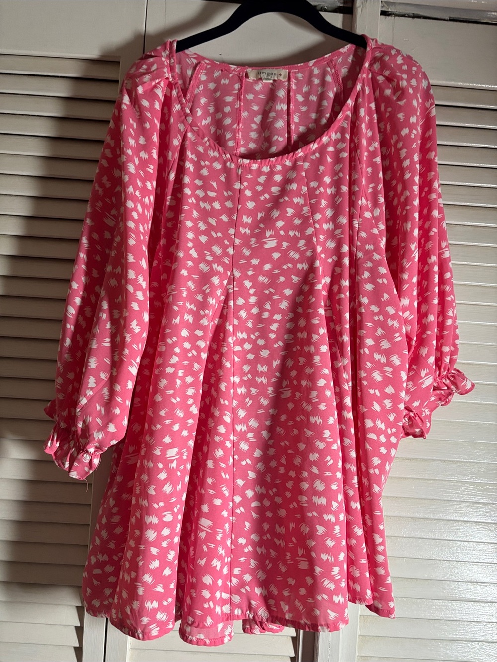 Pink Printed Peasant Blouse